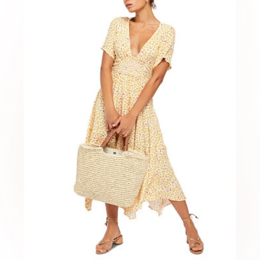 Free People In Full Bloom Smocked Waist Midi Dress - Picture 2 of 11
